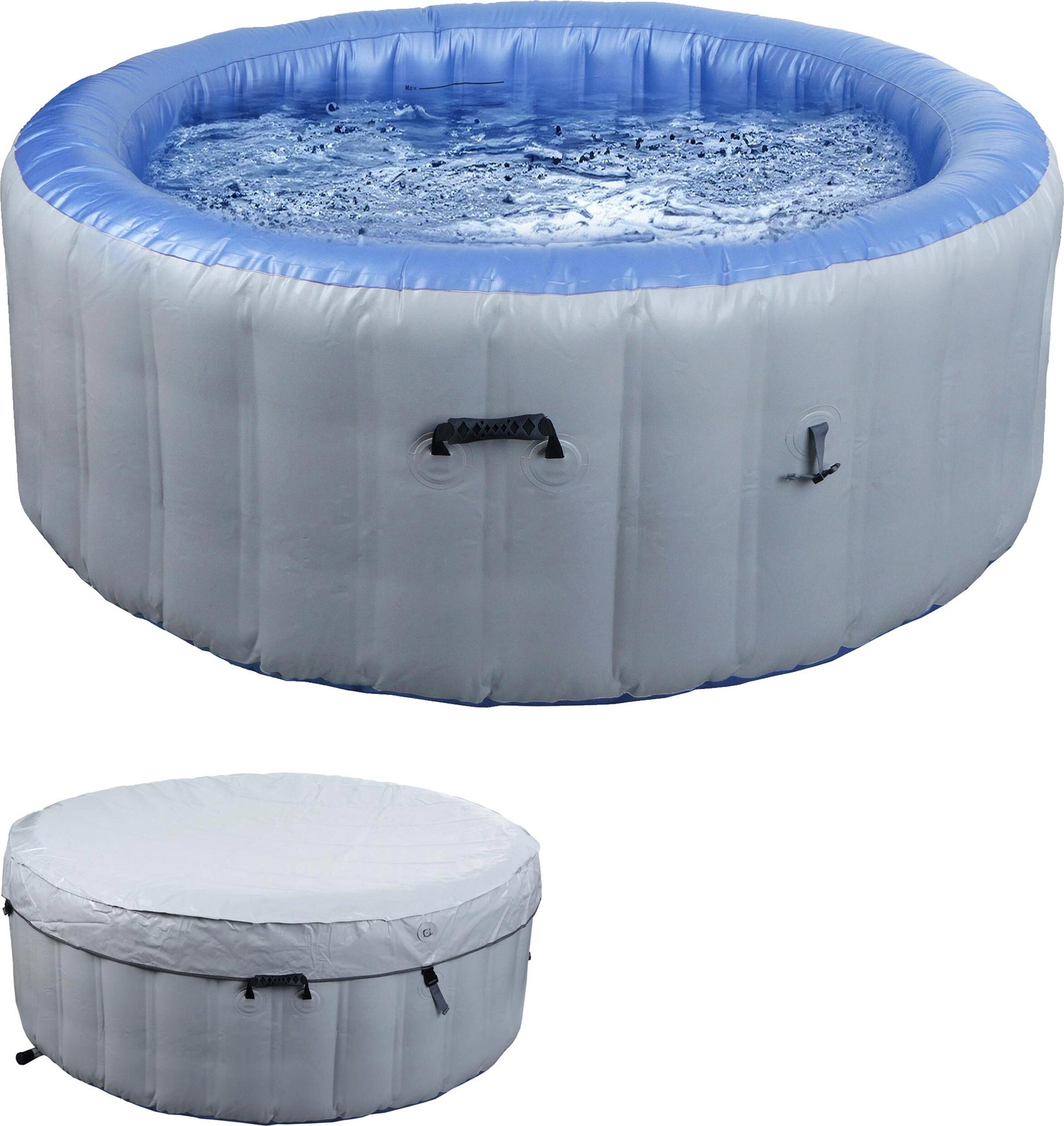 Whirlpool MCW-N97, Ersatz-Pool 4 Personen, In-/Outdoor aufblasbar PVC laminiert, rund Ø180cm grau-blau