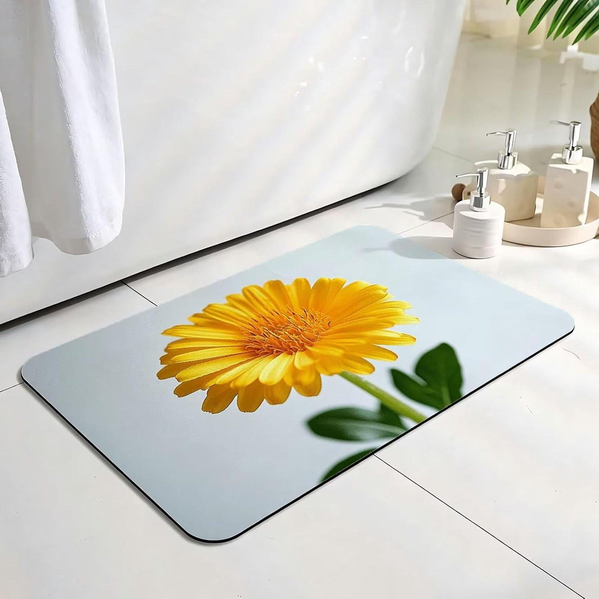 Blauwe snel absorberende badmat voor de badkamer - 70 x 120 cm