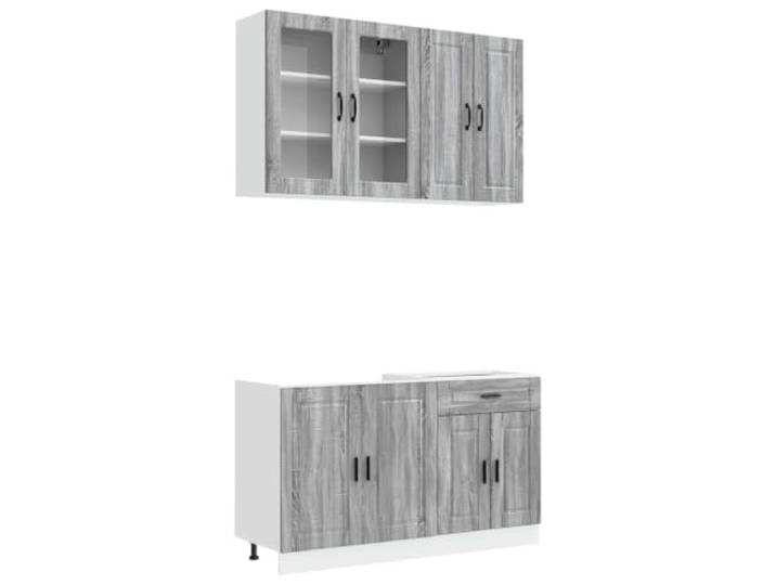Küchenzeile 80 x 46 x 81,5 cm PORTO 4 Stk. Grau Sonoma Holzwerkstoff Holzwerkstoff in Grau Sonoma, verstellbare Füße, Wandbefestigung gegen Umkippen, 4 Schränke, für kleine Küchen