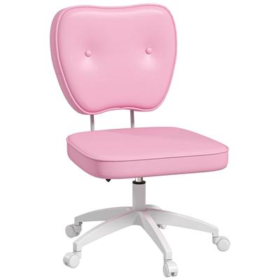 Vinsetto Drehbarer Bürostuhl / PU-bezogen mit Höhenverstellung, ohne Armlehnen — 120 kg Tragkraft — 46x59x82–92 cm — Rosa