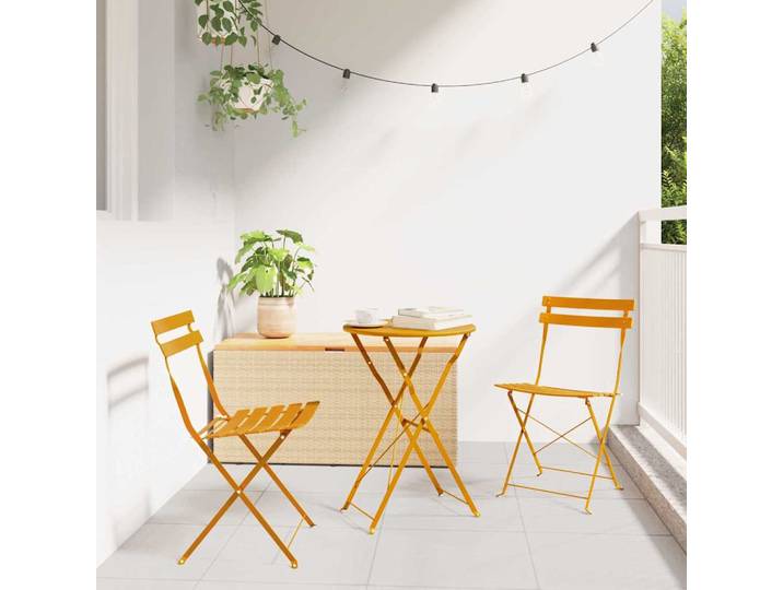 vidaXL Klapp Bistro Set 3 stk. Senf Stahl