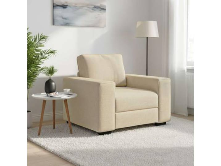 HEFZGDB Sessel Creme 60 cm Stoff Polstersessel mit Breiten Armlehnen und robustem Holz Metall Gestell, weiches strapazierfähiges Polyestergewebe für höchsten Komfort, vielseitig