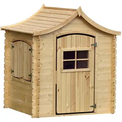 KINDERSPIELHAUS aus Holz MIT BÖDEN - B112xL146xH152 cm/1,1m2 - M550
