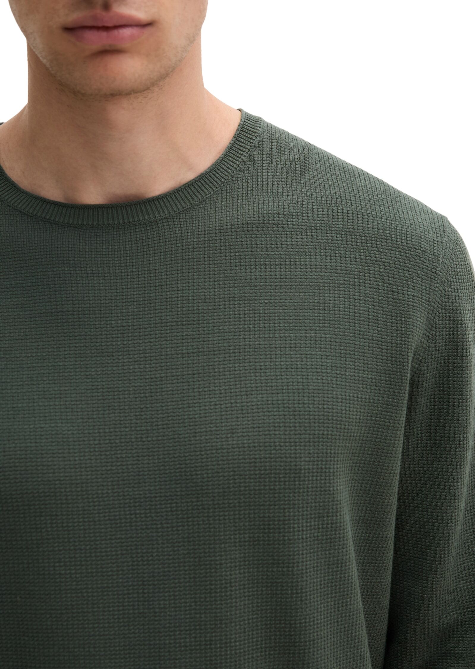 Marc O' Polo Rundhalspullover MARC O'POLO, Herren, Gr. XXL, grün (mangrove), Strick, Obermaterial: 100% Baumwolle, regular fit normal, Rundhals, Rippbündchen, Pullover Rundhalspullover, regular aus reiner Bio-Baumwolle mangrove XXL