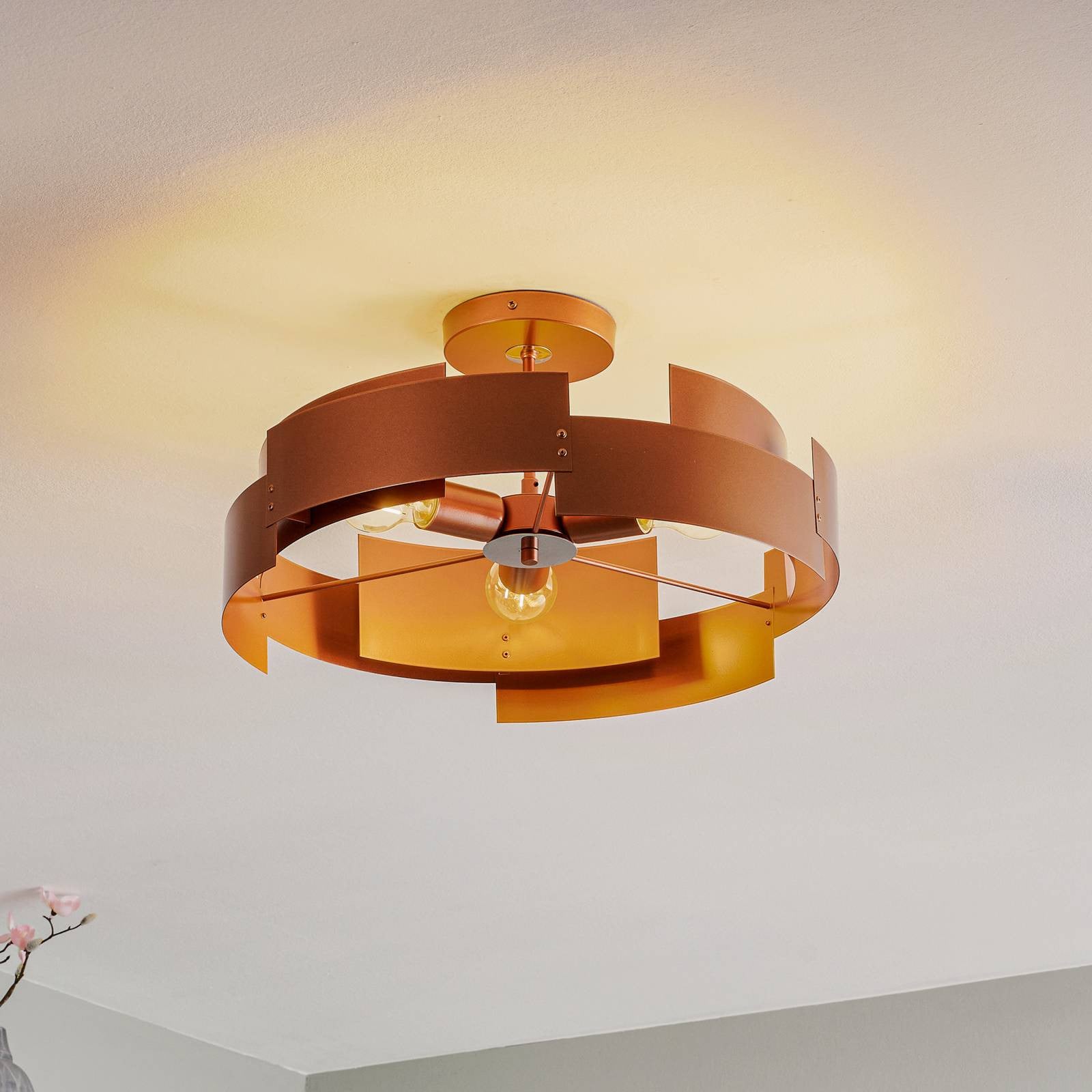Domiluce Plafondlamp Tori, Modern, Rond, Koper, Dimbaar, Metaal