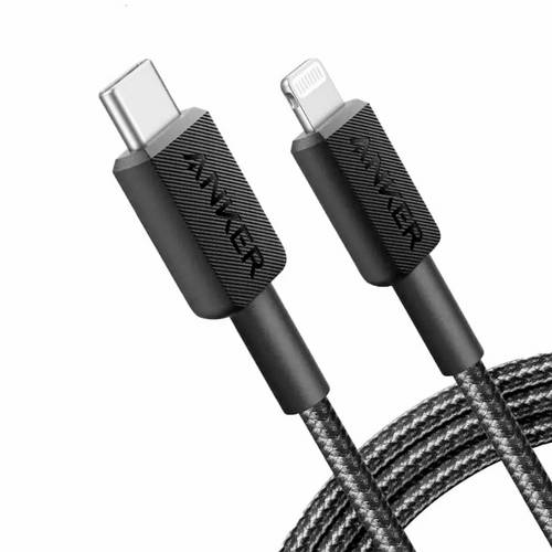 Anker USB-Kabel Apple Lightning Stecker, USB-C Stecker 0.9m Schwarz A81B5G11