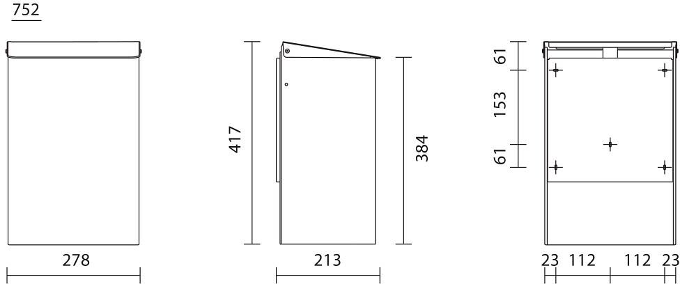 CWS MediLine Abfallbehälter groß Typ 752, Accessoires, 3109900, aluminium mattsilber eloxiert