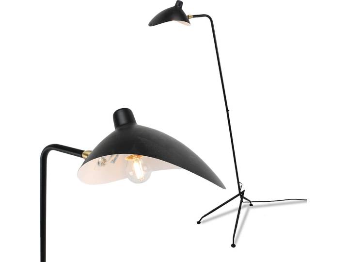 Lampadaire noir au design nordique moderne et minimaliste en aluminium noir\, abat-jour réglable\, E27.