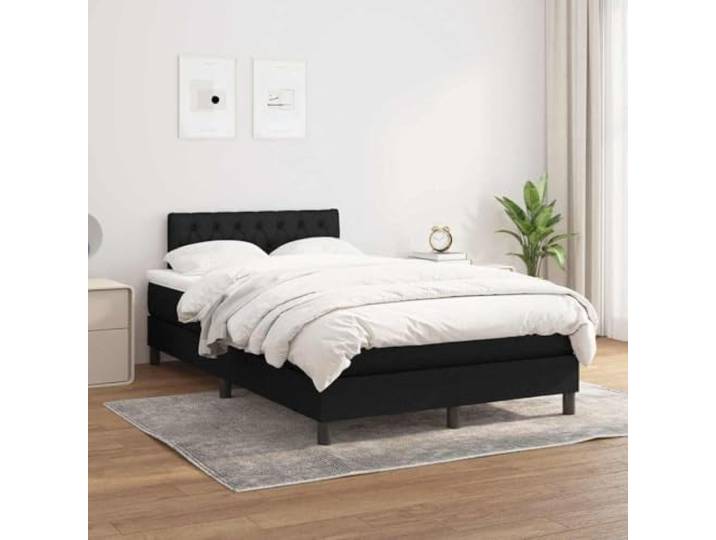 RJPLMFV Lattenrost, Matratze, Schwarz, 120 x 200 cm, Stoff Verstellbarer Kopf, Taschenfedern, Rückenstütze, mittlere Härte, langlebig