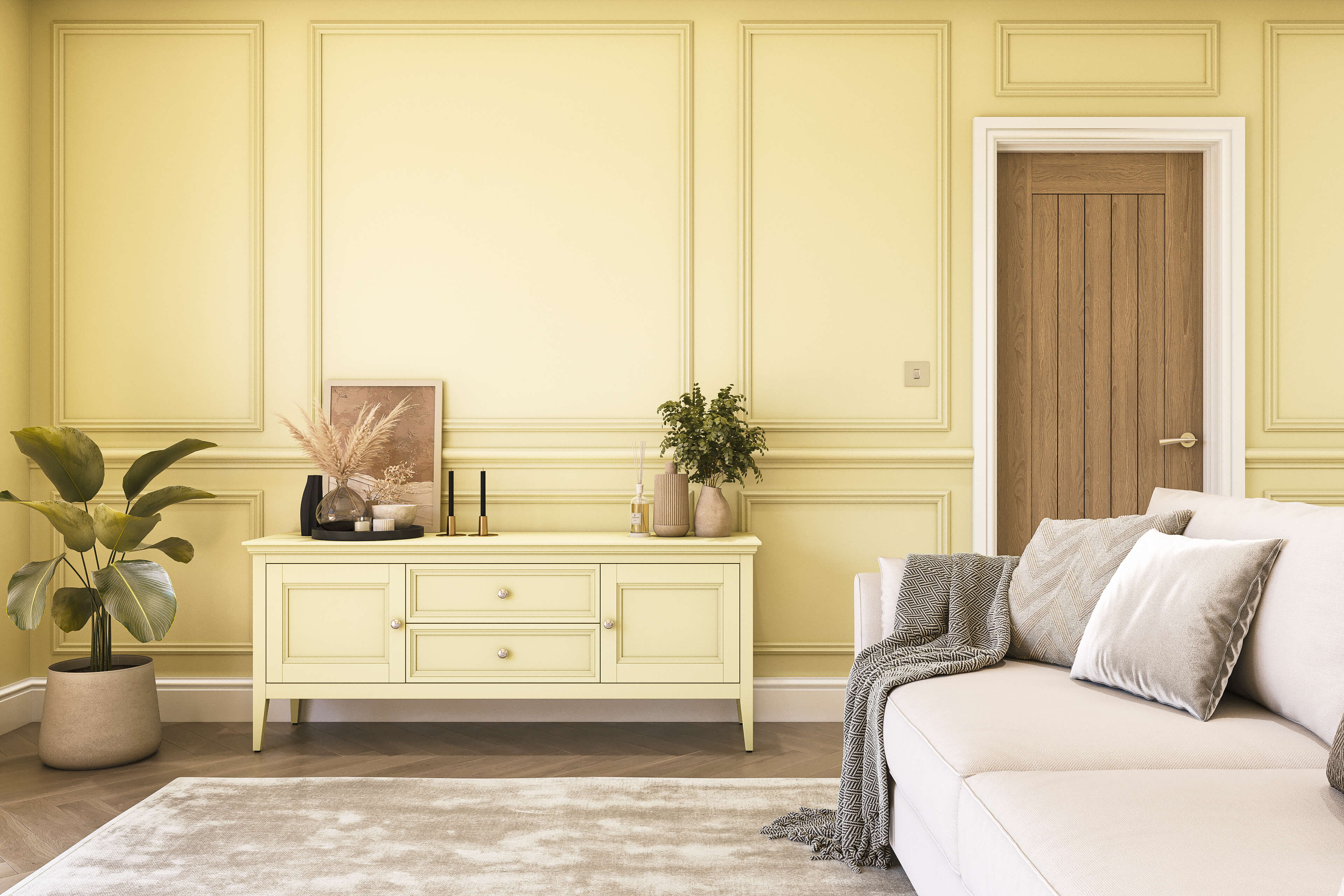 Hemway Chalk Paint   Soft Pollen Yellow   Shabby Chic   Furniture   Chalky Matt Finish - Soft Pollen Yellow - 1L