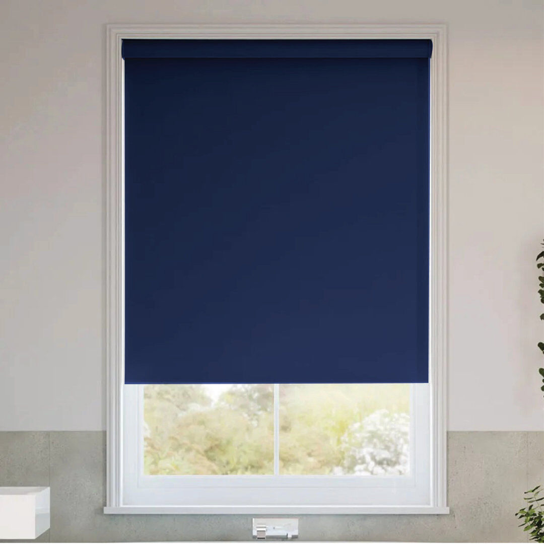 Symple Stuff Blackout Roller Blind, Trimmable Cut-to-Size Window Shade, Custom Fit for Light Control & Privacy Navy Blue 165cm L x 60cm W