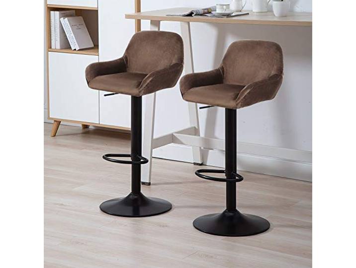 Flyelf Barhocker 2er Set Höhenverstellbar und 360° Drehbar Tresenhocker Barstuhl für Küche Lounge Bar und Cafe (2)