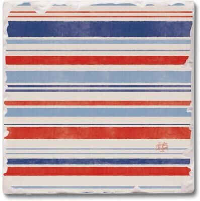Thirstystone Nautical Stripe 4 Pack Tumbled Tile Coasters Manufactured in The USA