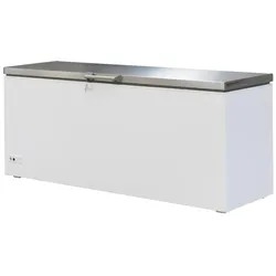Tiefkühltruhe ICEMAN | 1x abschließbare Edelstahldeckel +LED | 635L, HxBxT 84x190,4x74,3cm | -18/-24°C | Weiß/Edelstahl | + CHEFGASTRO Geschirrtuch
