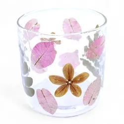 Natural Floral Glass - Straight Candle Holder - Primavera -  (8x8cm)