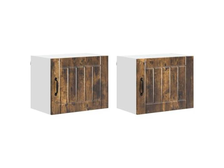 IBUQDDV Wandschrank Lucca 2 STK. Geräucherte Eiche Holzwerkstoff Geschirrspüler-Paneel, rechteckig, Innenbereich, minimalistisch, modernes Küchendesign, langlebig