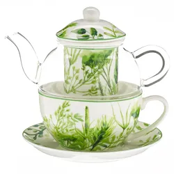 TRENDSHOP Tee-Set Tea for One 5-teilig Kräuter