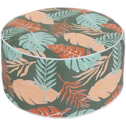 Mendler Sitzhocker HWC-G31, Pouf Sitzkissen Sitzsack Gartenhocker, aufblasbar In-/Outdoor Spun Poly 29x55cm ~ Blatt-Design