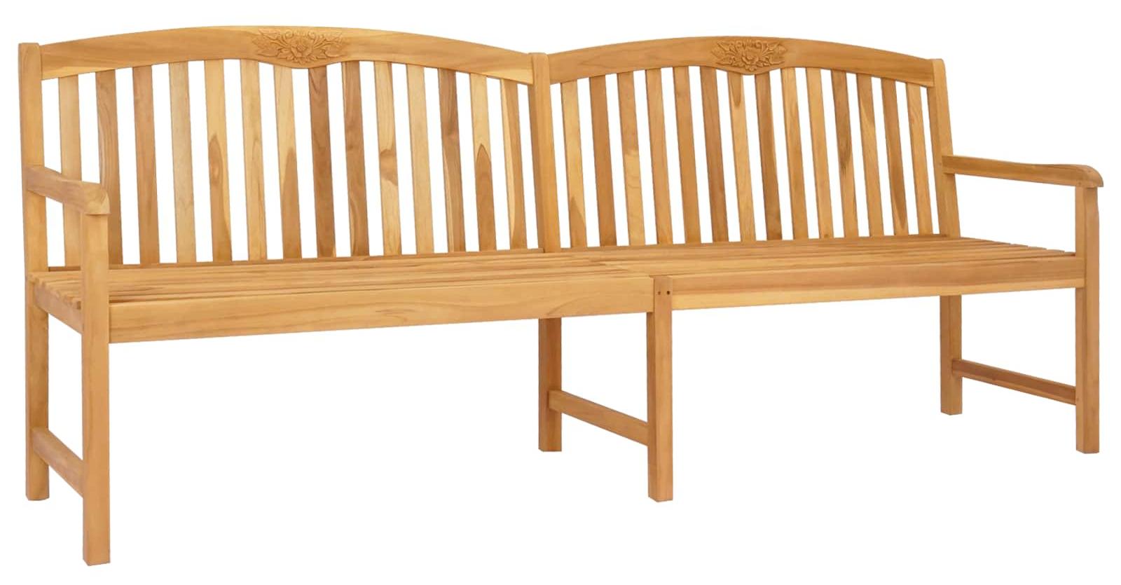 Handgefertigte Rosenbank 228 x 60 x 90 cm Massivholz Teak Natur