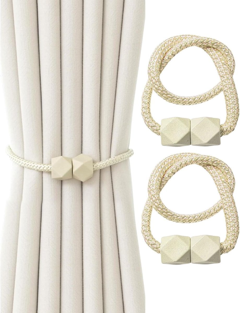 SnelShoppen Magnetische Gordijnhouders - 2 stuks - Beige
