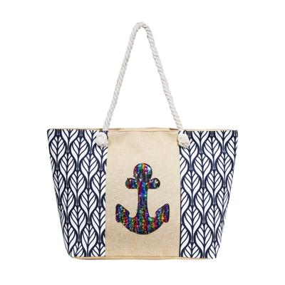 Strandtasche CHAM CHAM "Damen Handtasche aus Textil, Maße: 58x36x15cm", Damen, blau, Textil, Taschen Strandtasche