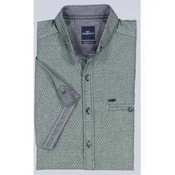 engbers Herren Kurzarm-Hemd strukturiert Grün regular uni Button Down - M