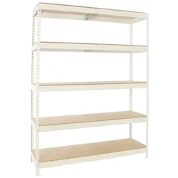Proregal Schwerlastregal BIG WOOD YETI FIVE | HxBxT 200x150x45cm | Fachlast 400kg | Weiß