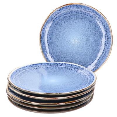 6er Set Dessert-/Kuchenteller 22cm Santorini reactive glaze blau - 24301848