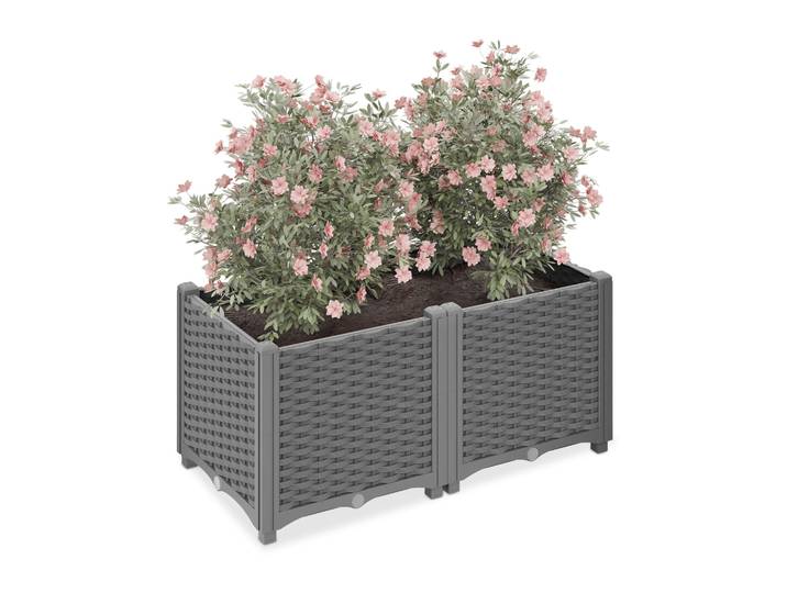 Pflanzkübel in Rattan-Optik Grau