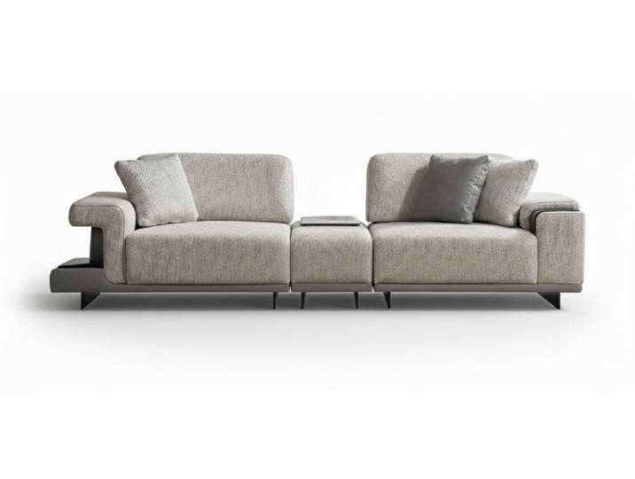 JVmoebel 4-Sitzer 2-Sitzer Sofa Modern Grau Designer-Sofa Stoff Minimalismus Komfortabel, 1 Teile