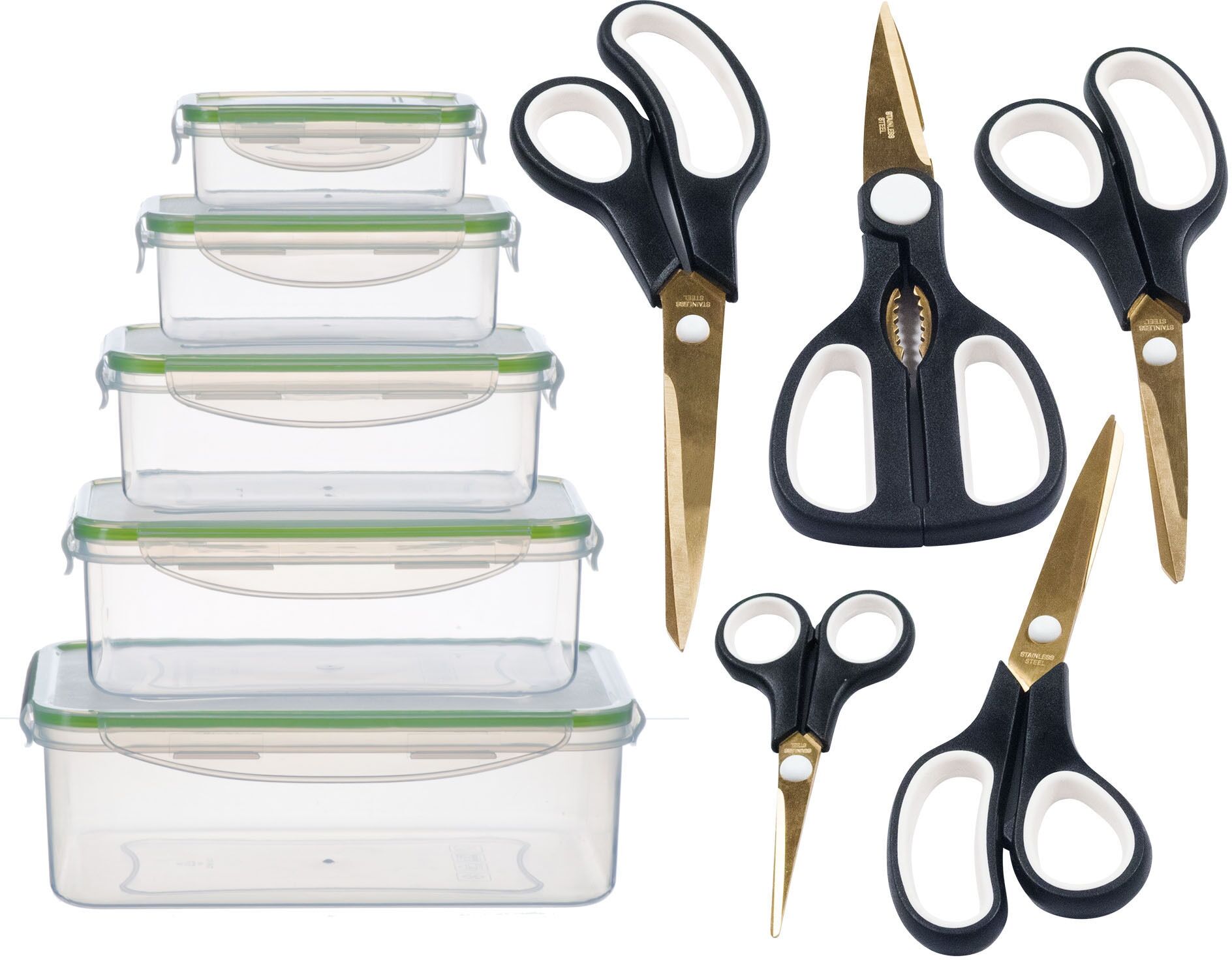Scheren-Set KING "Easycut Box", grün, Scheren, 5 Scheren, 5 Vorratsboxen inkl. Deckel
