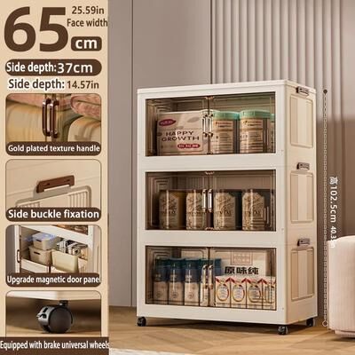 Uplift Treasures Foldable Storage Cabinet Wardrobe Organizer 65cm 3 Layers