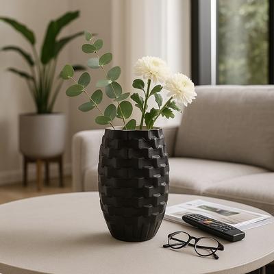 Sagebrook Home Ellesmere 3D Printed Vase, Black, Bud