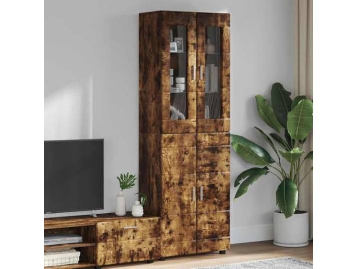 HKQWPBF Highboard Florin 60 x 35 x 182 cm Räuchereiche Holzwerkstoff Matte Oberfläche, klare Linien, rechteckige Form, robustes Material, pflegeleichte Oberfläche, vielseitig nutzbar