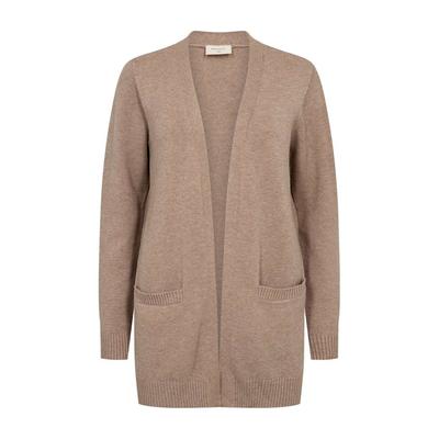 Cardigan FREEQUENT "FQAGNES-CARDIGAN", Damen, Gr. M, beige (silber mink melange), Strick, Obermaterial: 50% Viskose, 27% Nylon, 23% Polyester, meliert, ca. Mitte Oberschenkel, V-Ausschnitt, Strickjacken, softer Viskosemix, offen zu tragen