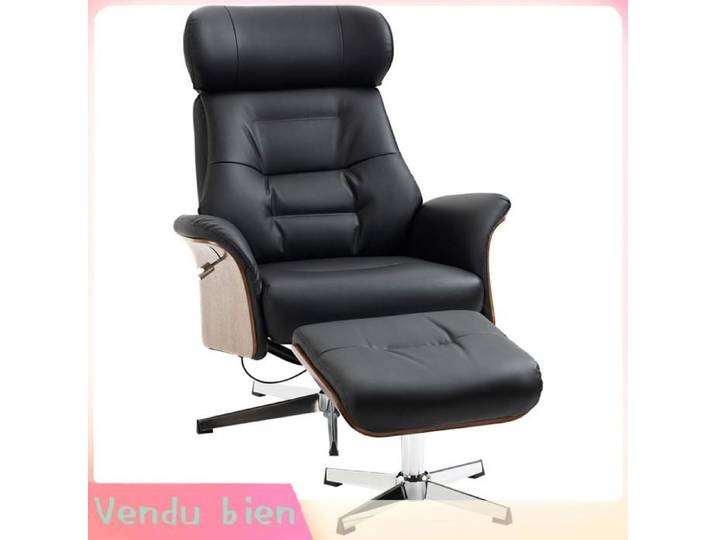LIA Fauteuil relax inclinable têtière réglable noir 80x84x108cm