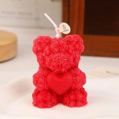 Uplift Essentials Creative Rose Bear Scented Candle red