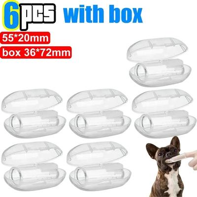 Uplift Treasures Silicone Pet Finger Toothbrush Dog Cat Teeth Cleaning Brush 6pcs with Box