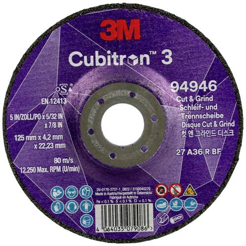 Cubitron 94946 Cubitron 3 Cut and Grind Schruppscheibe Durchmesser 125mm Bohrungs-Ø 22.23mm 10St.