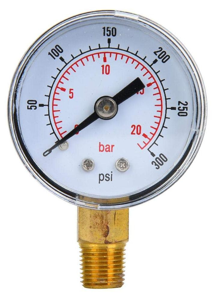 Dripio Manometer 0-300 psi / 0-20 bar, 1/8" BSPT, koper