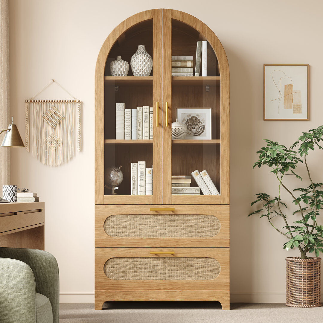 George Oliver 80 cm W Display Cabinet Natural 175cm H X 80cm W X 40cm D