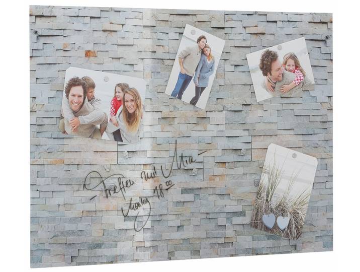 Magnettafel GOODPRODUCT Stone Wall , schwarz (grau), B:70cm H:50cm, Tafeln, Magnettafel, Memoboard, Acrylglas, Stein, magnetisch, Tafel