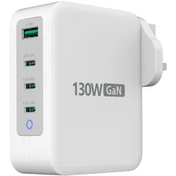 j5Create JUP43130F-FN Caricatore GaN USB-C a 4 porte da 130 W - UE, Interno, USB, Grigio, Bianco (130 W, 4 Ports), USB Ladegerät, Grau, Weiss