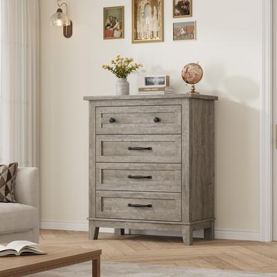 Garvee "4 Dresser for Bedroom, 34.8"" Tall Wooden Drawer Dresser with Storage Freestanding, Closet Storage Chest for Living Room, Office"
