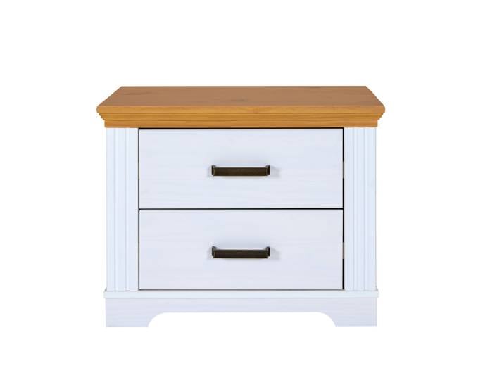 Inter Link Maluno Nachtkommode Massivholz Kiefer Weiß/Oak Colori