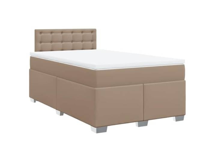PUGYNBK Boxspringbett, Cappuccino, 120 x 200 cm, Kunstleder Gefederte Federn, Kopfteil inklusive, Lattenrost, einfache Reinigung