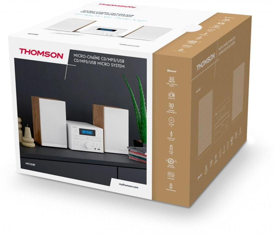 Thomson MIC122BT Mini-audiosysteem voor thuisgebruik, Zwart/Zilver, 10 Watt