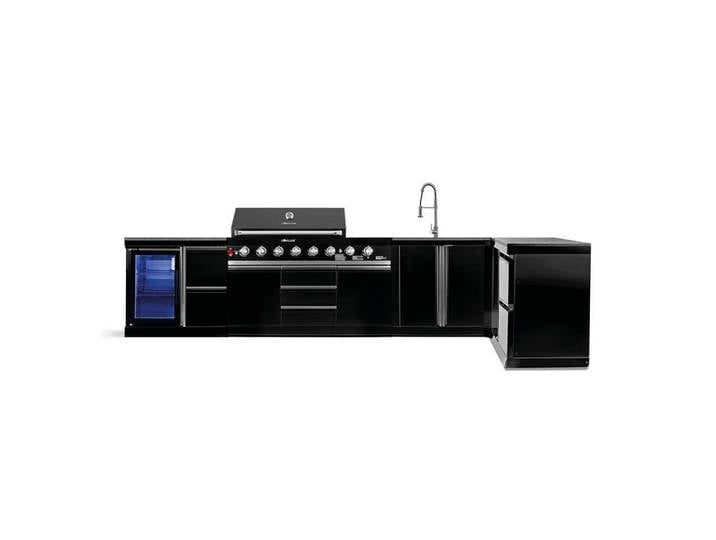 Goriller Outdoorküche Blackback Xl2, Schwarz Hochglanz, Metall, 471x90x58 cm, Grills, Gasgriller