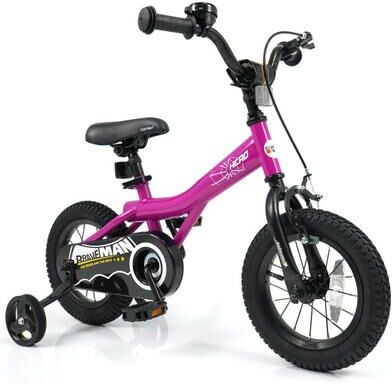 Costway 12-Inch Kids Bike with Removable Training Wheels Pink-Brave Hero