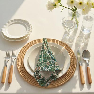 Storied Home "Cotton Printed Napkins with Patterns - 18.0""L x 18.0""W x 0.25""H"